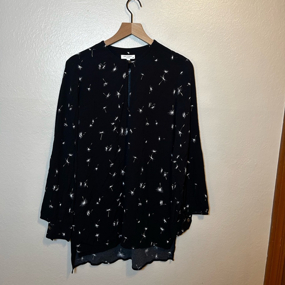 Equipment Femme Dandelion Print 100% Silk Crepe Tunic Top